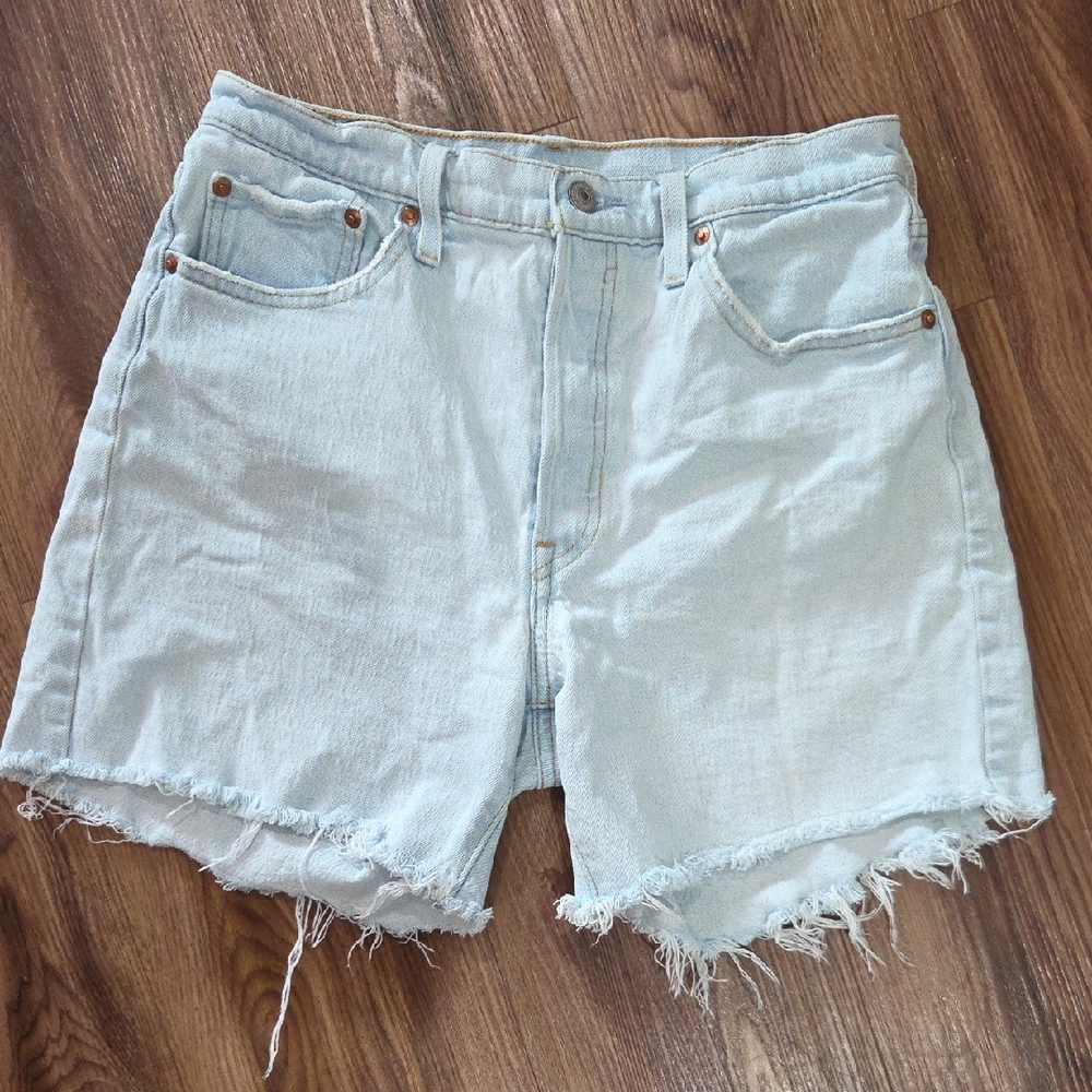 Levi's 501 Light Blue Cut Off Button Fly Jean Shorts Size 29 Western Concert Fit